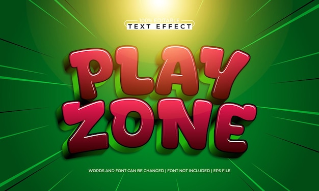 play zone editable text effect with a kids and play text style