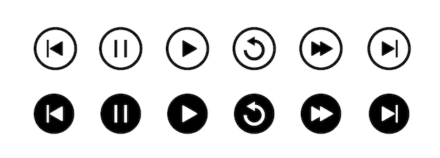 player button icon vector play rewind pause stop buttons