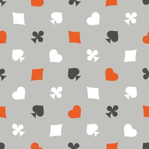 playing cards silhouette seamless pattern background spades diamonds hearts clubs vintage style
