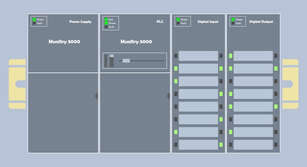 plc programable logic controller with input and output vector flat design