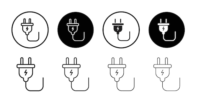 Plug adapter icon Flat art in black and white isolated