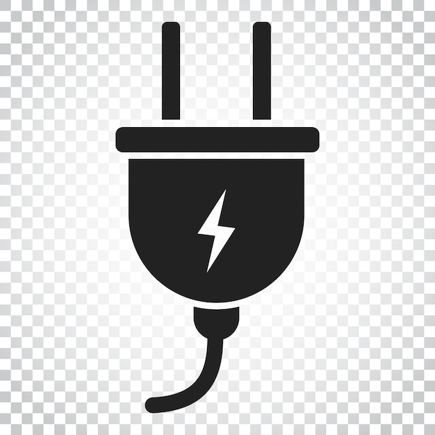 Plug vector icon Power wire cable flat illustration Simple business concept pictogram on isolated background