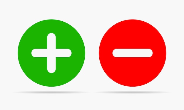 Plus and minus round icons Vector illustration