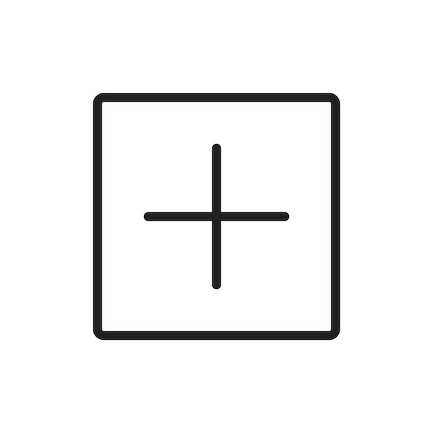 Plus Icon Flat art in black and white isolated