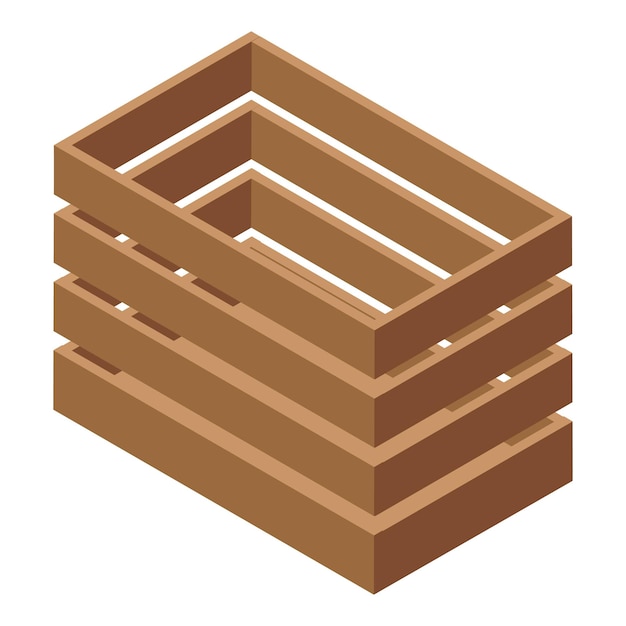 Plywood crate icon Isometric of Plywood crate vector icon for web design isolated on white background