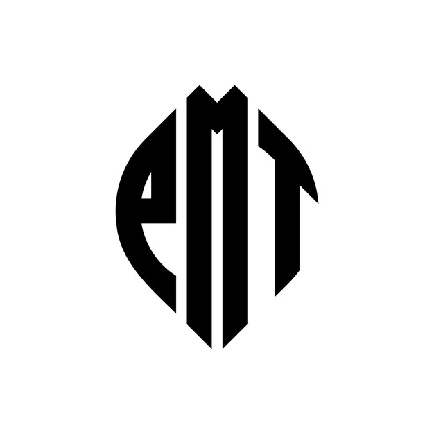 PMT circle letter logo design with circle and ellipse shape PMT ellipse letters with typographic style The three initials form a circle logo PMT Circle Emblem Abstract Monogram Letter Mark Vector