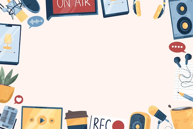 Podcast Recording Illustration Frame Background