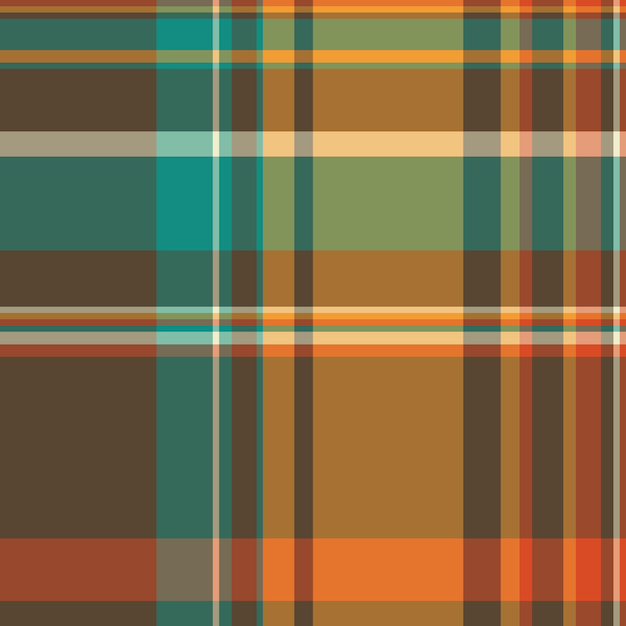 Podium seamless background fabric kind texture pattern tartan Decorative textile check plaid vector in orange and teal colors