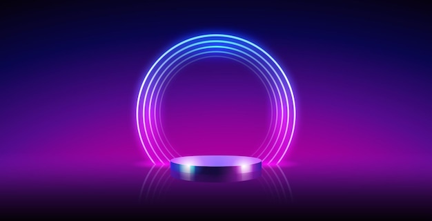 Podium with Round Neon Frame