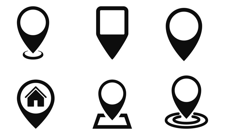 Vector point map point center map icon vector set