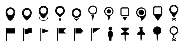 Pointer icon set Location points icon set