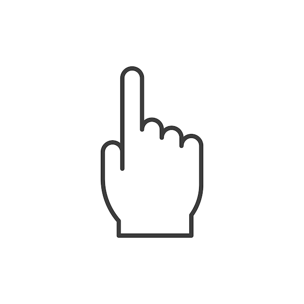 Pointing hand line icon isolated on white background