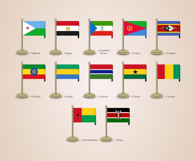 Vector pole flag cute and attractive of african countries part 02