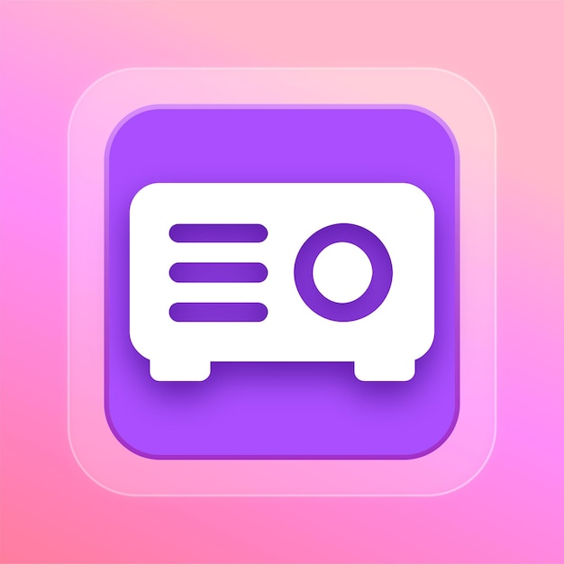 Polished Purple Glass Effect Radio Icon with Editable Background