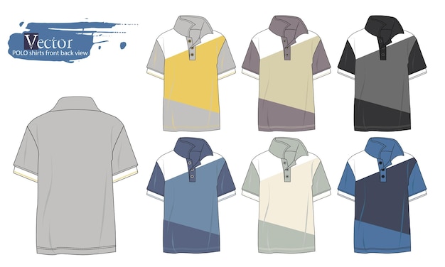 Polo Shirts Front and Back Views for Apparel Design