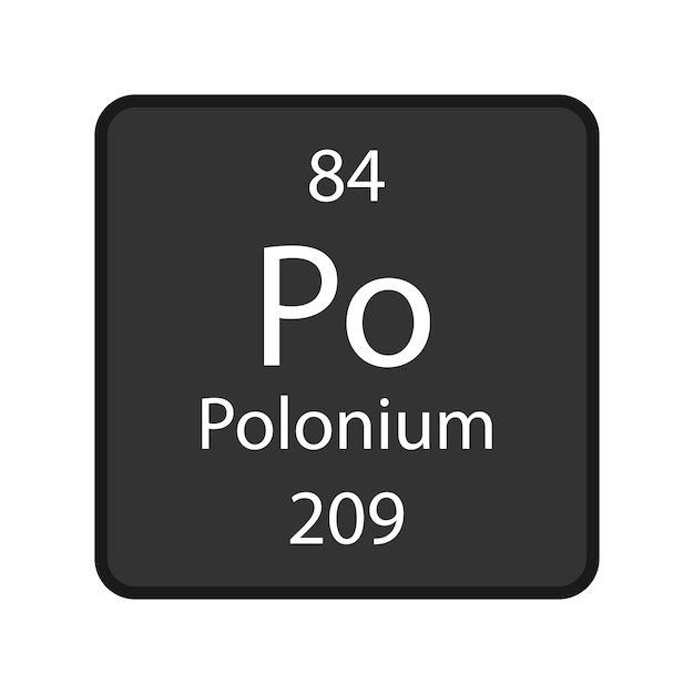 Polonium symbol Chemical element of the periodic table Vector illustration
