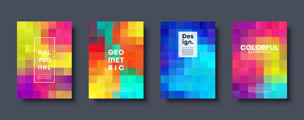 Polygonal abstract background with squares colorful gradient design low poly geometric rectangle