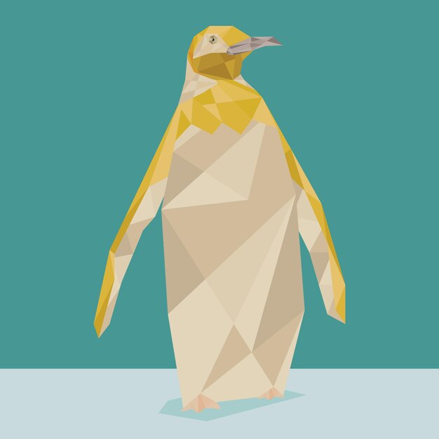 polygonal penguin on flat background vector illustration