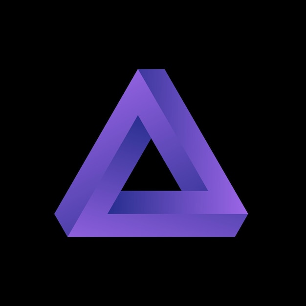 Polygonal Penrose triangle Impossible geometric element Optical illusion Low poly design