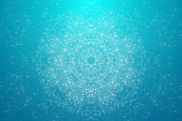 Polygonal science background with connecting dots and lines.