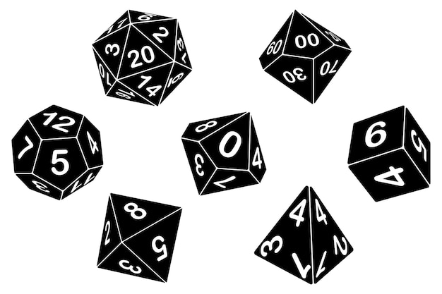 Polyhedral Solid Dice for Dungeons and Dragons and RPG Games