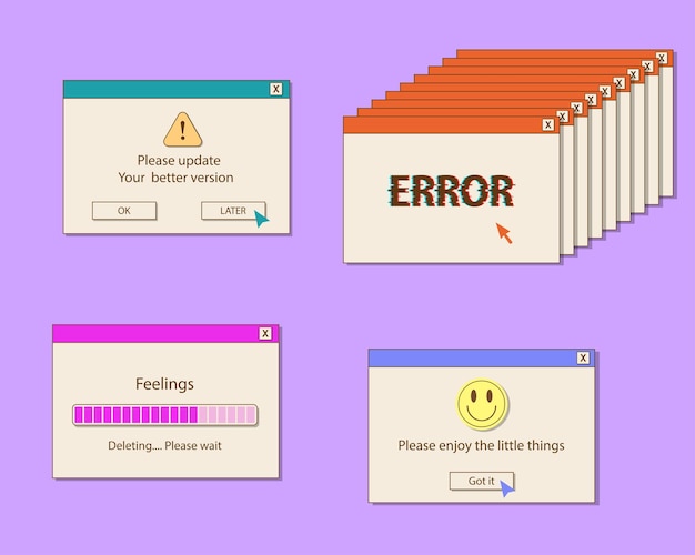 Popup pc widow 90s y2k windows on computer pc desktop retro screen