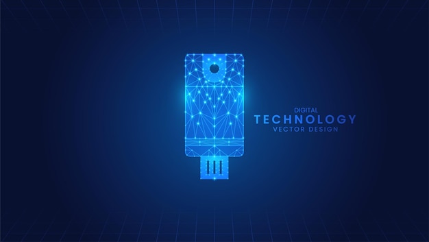 portable usb drive design stick polygone outline concept