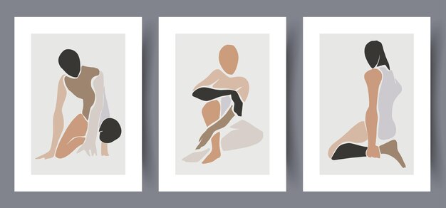 Portrait people bohemian contours wall art print
