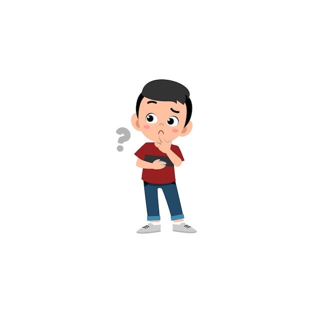 pose of wondering child in red shirt vector digital image