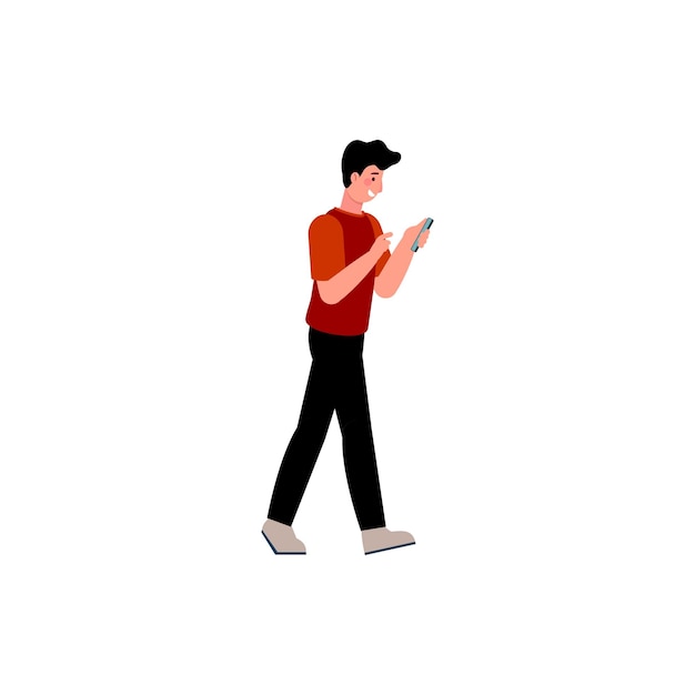 pose of young man in red shirt face