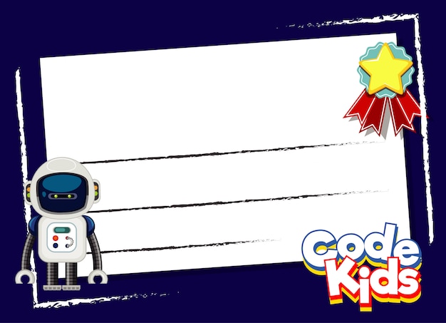 Postcard design with robot, and star