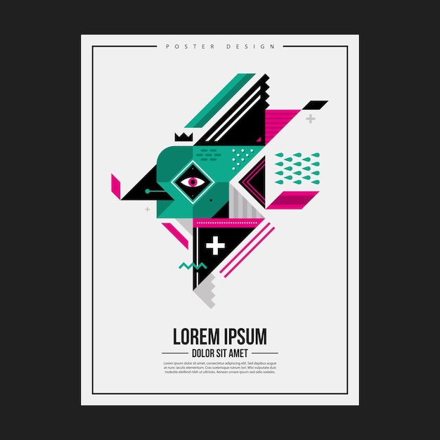 poster design template with abstract geometric creature. useful for advertising.