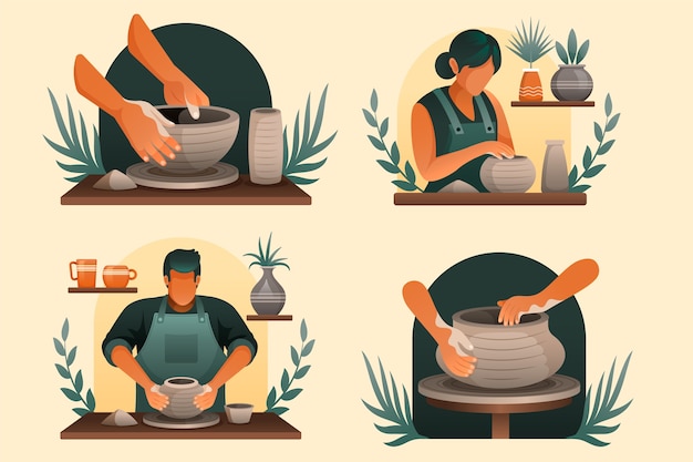 pottery compositions in gradient style