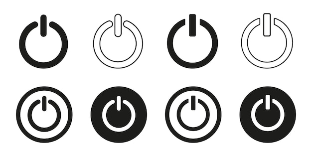 power button icons. vector set. black icons on a white background. eps 10