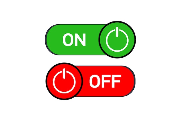 power on off red and blue button for vector illustration.