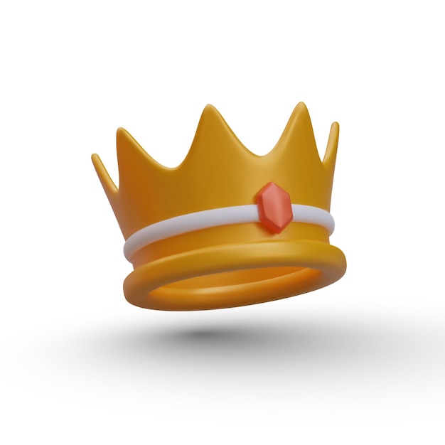 premium access headdress of monarch emperor crown made of yellow metal with red stone