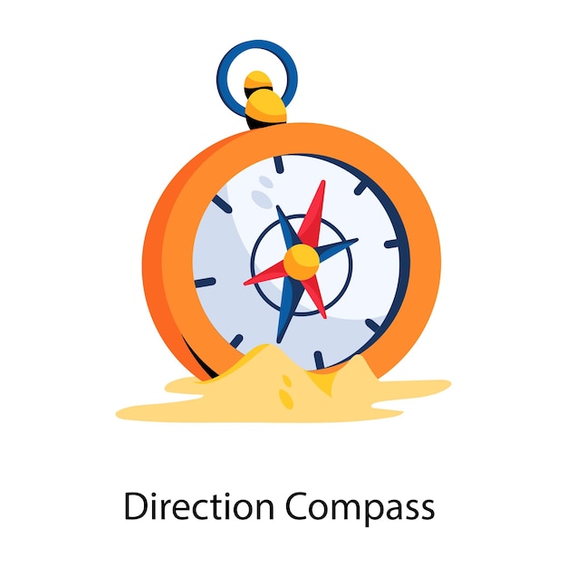 premium flat style icon of direction compass