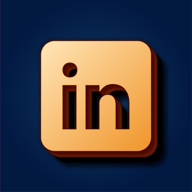 Premium Rich Blue Background Featuring Sophisticated Gold LinkedIn Icon