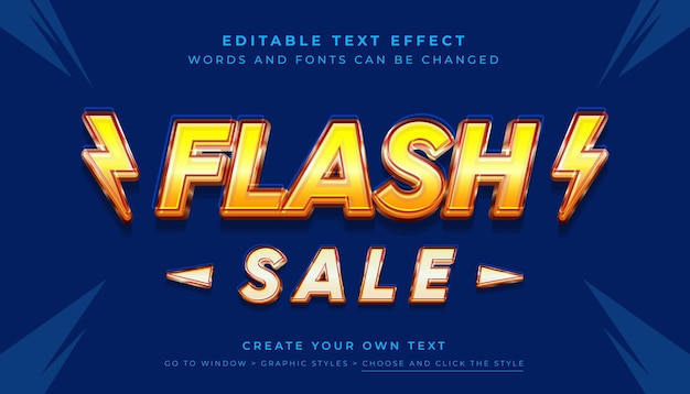 premium vector editable 3d yellow flash sale text effect fancy colorful yellow orange font style