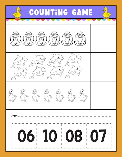 Preschool math game for kids Counting game with