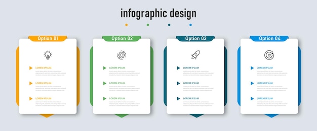 presentation business infographic design elegant professional template with 4 step premium vector