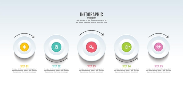 Presentation business infographic template with 5 step