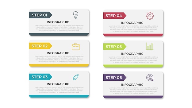 Presentation business infographic template with 6 options