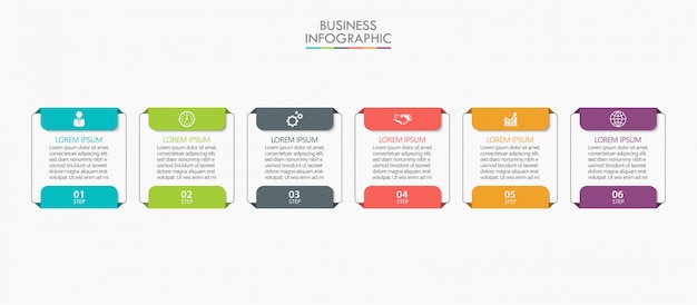 Presentation business infographic template with 6 options.