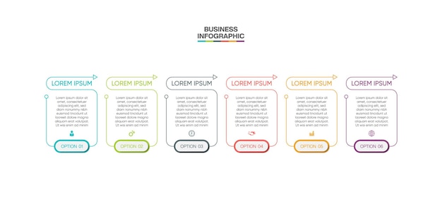 Presentation business infographic template with 6 options.