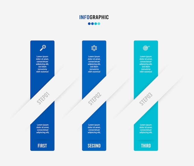 presentation infographic template business concept with 3 number options and marketing icons