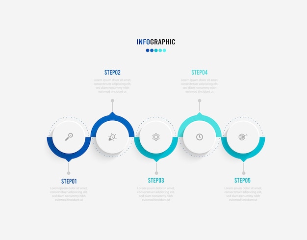presentation infograpics template business concept with 5 number options and marketing icons