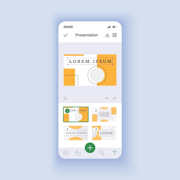 Presentation making light smartphone interface vector template. Mobile app page design layout. Project agenda. Portable software for data management screen. Flat UI for application. Phone display
