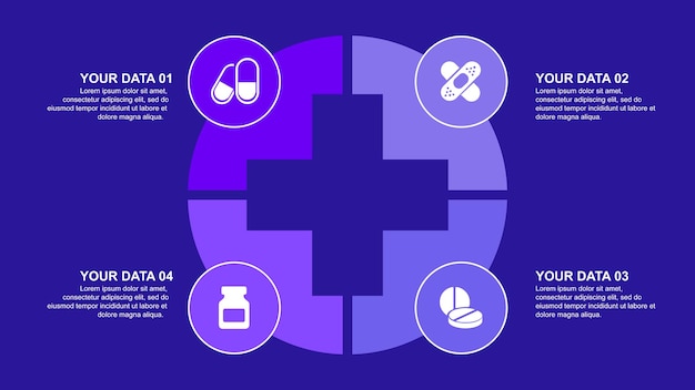 Presentation template Round elements for slide presentations on a gray background Use