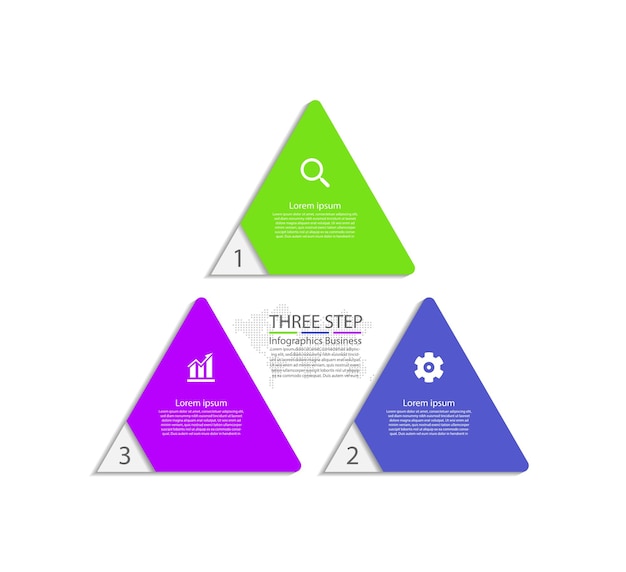 Presentation triangular shape infographic business template three step